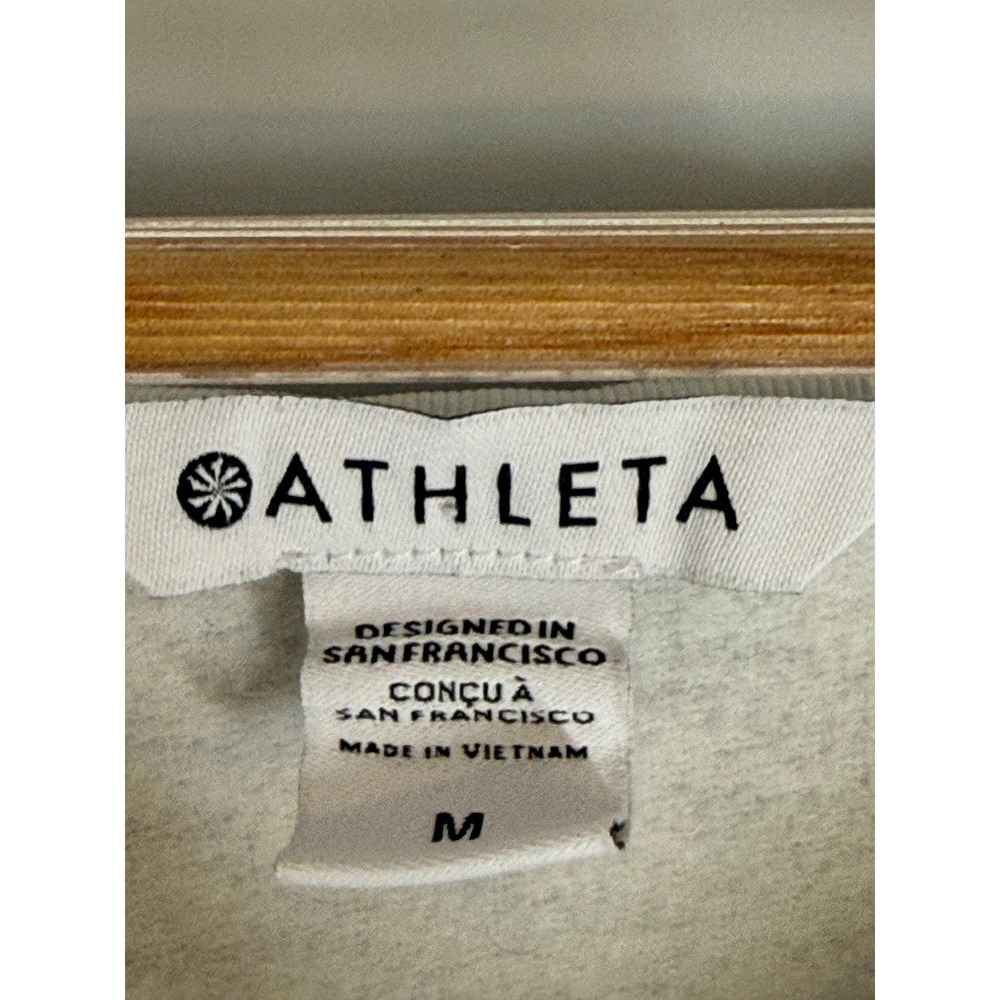 Athleta Purana Wrap Sweatshirt Heather Gray Hooded Thumbhole Pullover Sz M Tunic - Picture 9 of 12